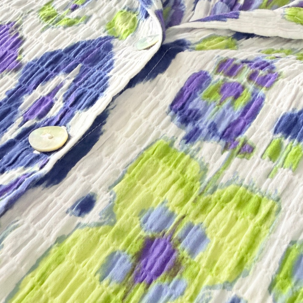 Habitat Ikat Mix Retro Swing Top 40938 XS Blue Green Agoya Shell Button - Picture 9 of 9